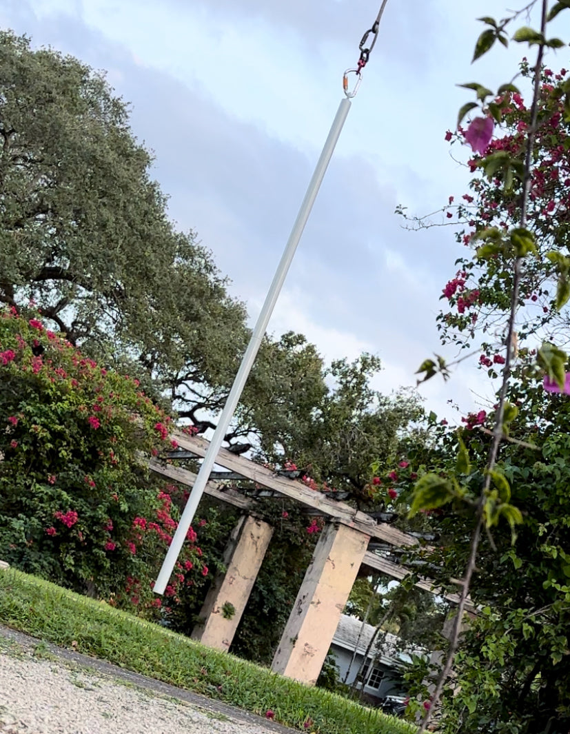 White aerial/flying pole - Home fitness.