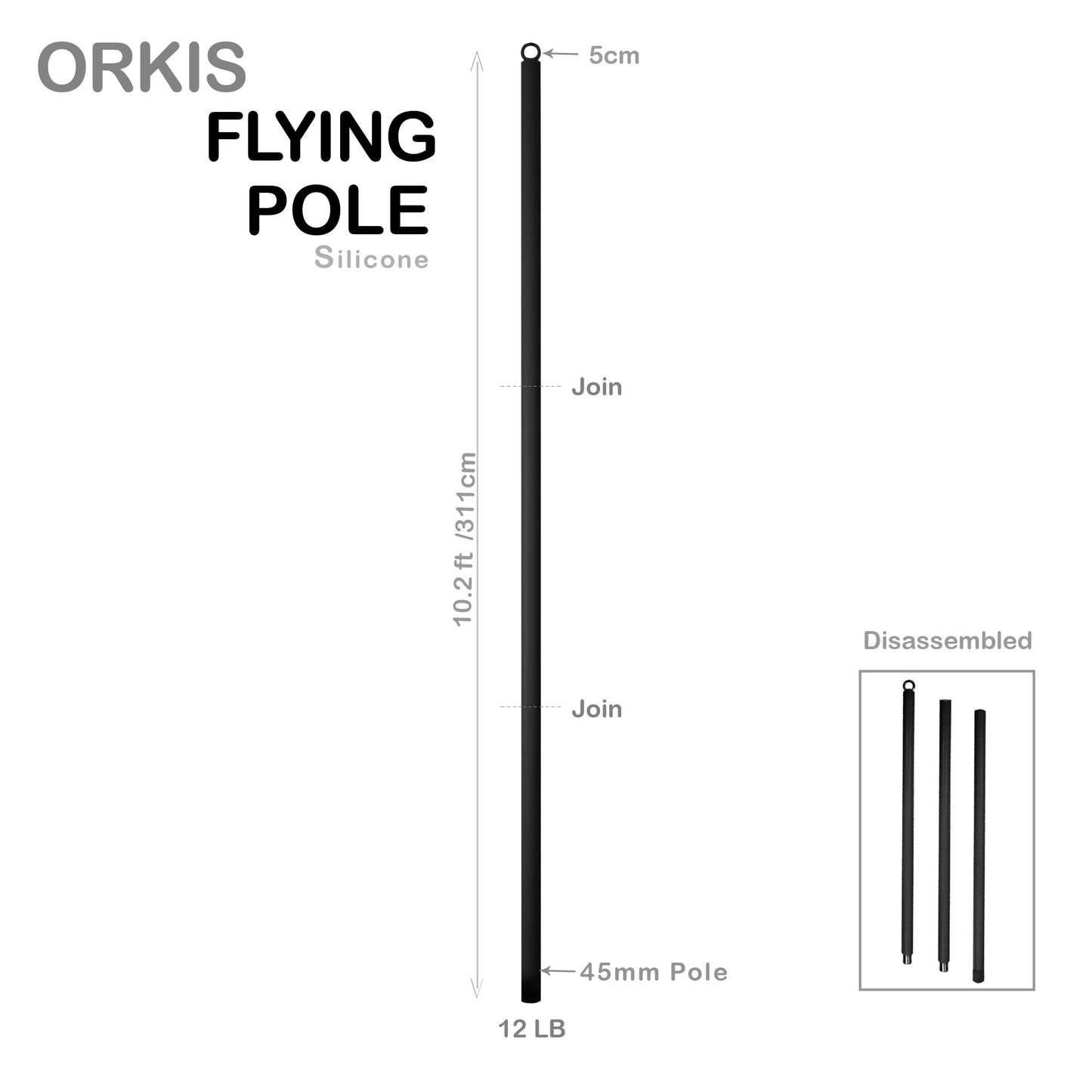 Black silicone flying pole 3x meters - 3 sets combo Discounted