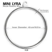 Load image into Gallery viewer, 17” Mini Lyra - Small Aerial Hoop for Fitness Exercises, Workout, Yoga and Aerial Dance Acrobatics - Aerial Silks Tie Dye Aerial net X Pole Flying Pole