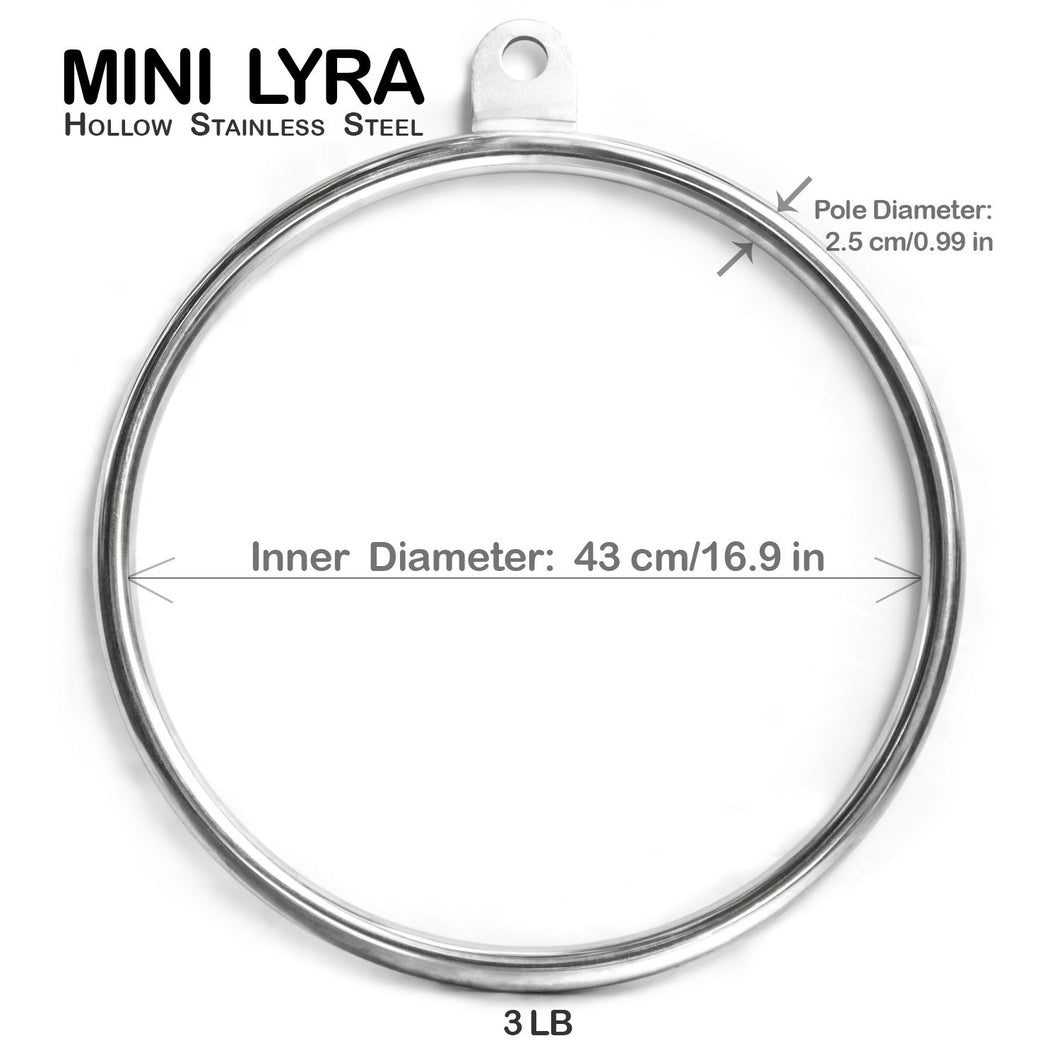 17” Mini Lyra - Small Aerial Hoop for Fitness Exercises, Workout, Yoga and Aerial Dance Acrobatics - Aerial Silks Tie Dye Aerial net X Pole Flying Pole