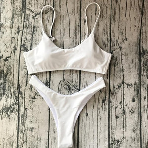 White Simplicity High Waisted Bikini Set