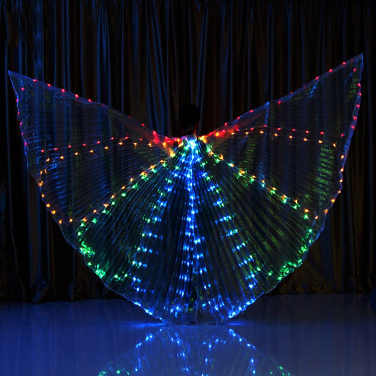 Colorful Aerial Dance Wings with Rods 264 Bright LED Lights Isis Angel Wings with Portable Telescopic Sticks for Adults