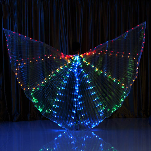 Colorful Aerial Dance Wings with Rods 264 Bright LED Lights Isis Angel Wings with Portable Telescopic Sticks for Adults
